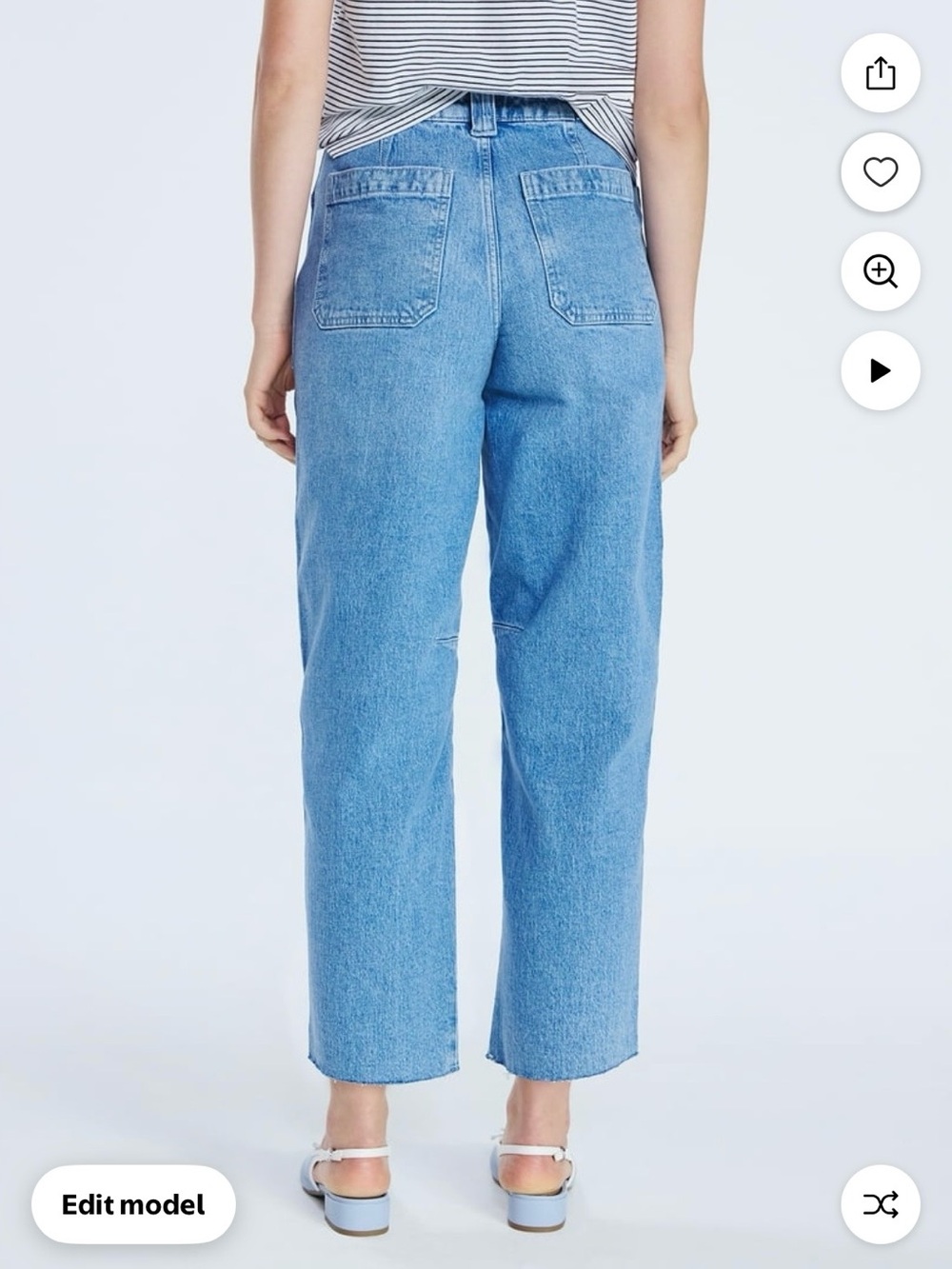 High-Rise Ankle carpenter Crop Jeans in sky Blue - Picture 3 of 7